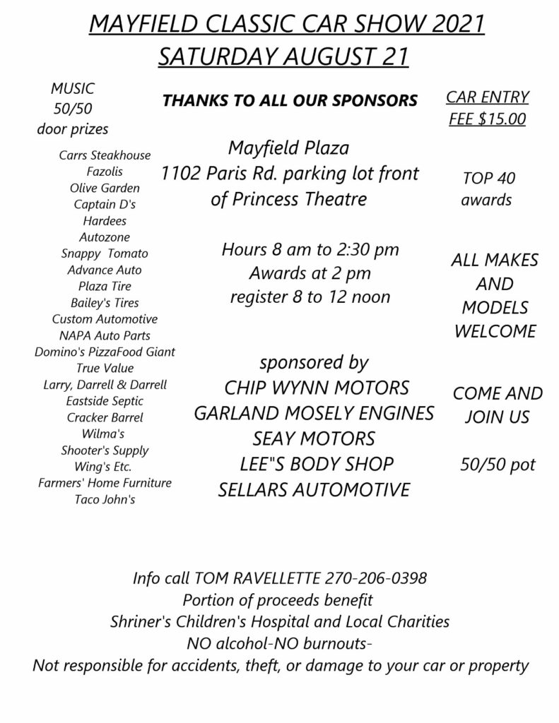 Mayfield Classic Car Show Kentucky Cruises